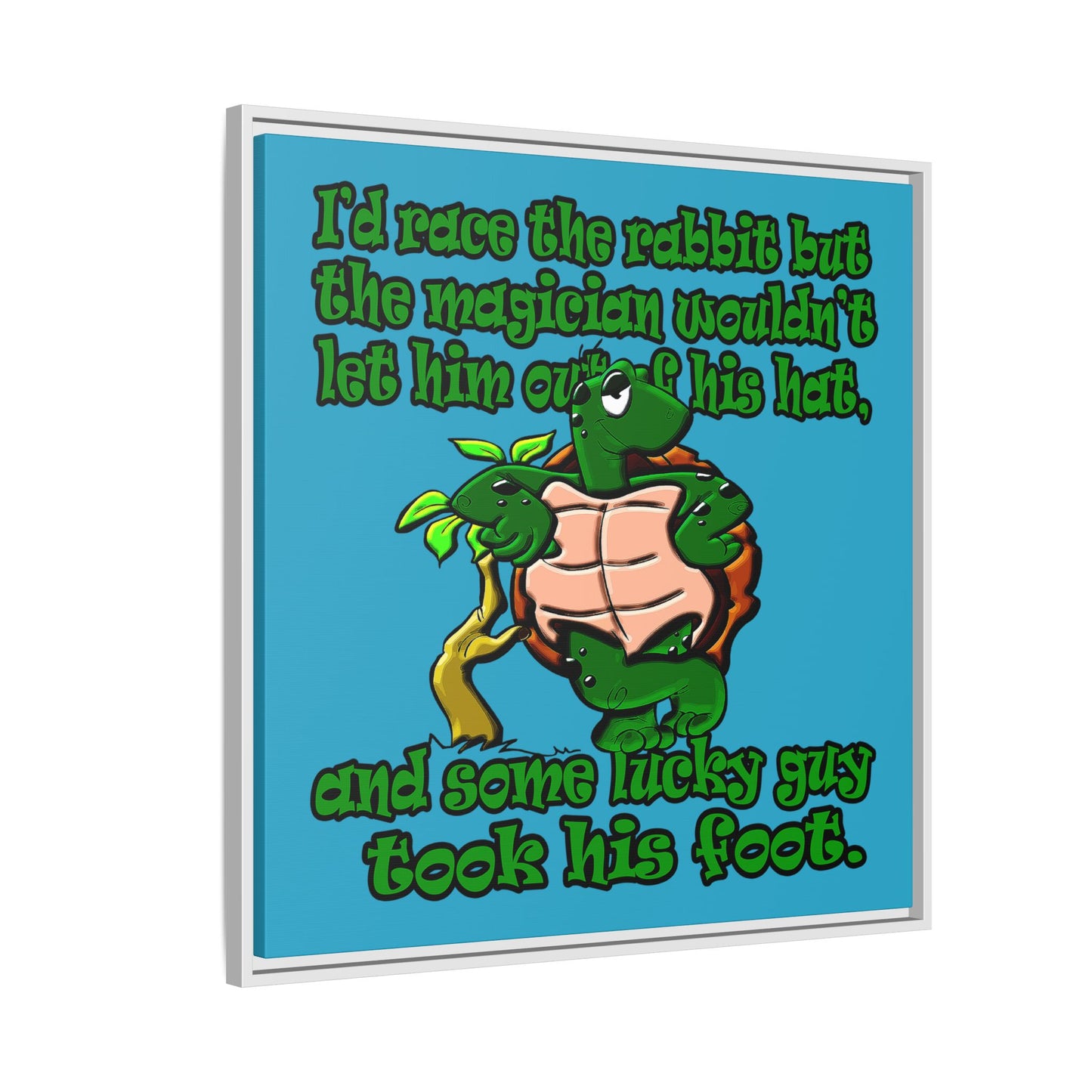 turtle race - framed canvas art (turquoise)
