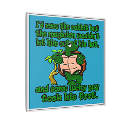 turtle race - framed canvas art (turquoise)
