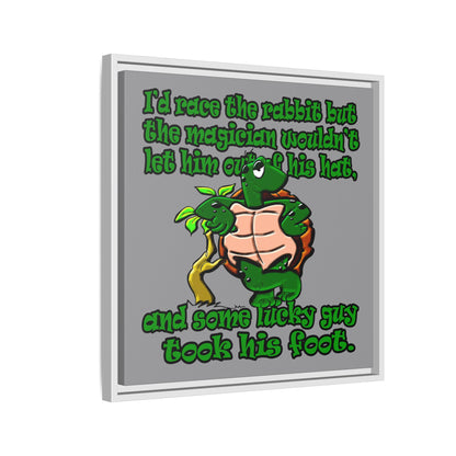 turtle race - framed canvas art (grey)