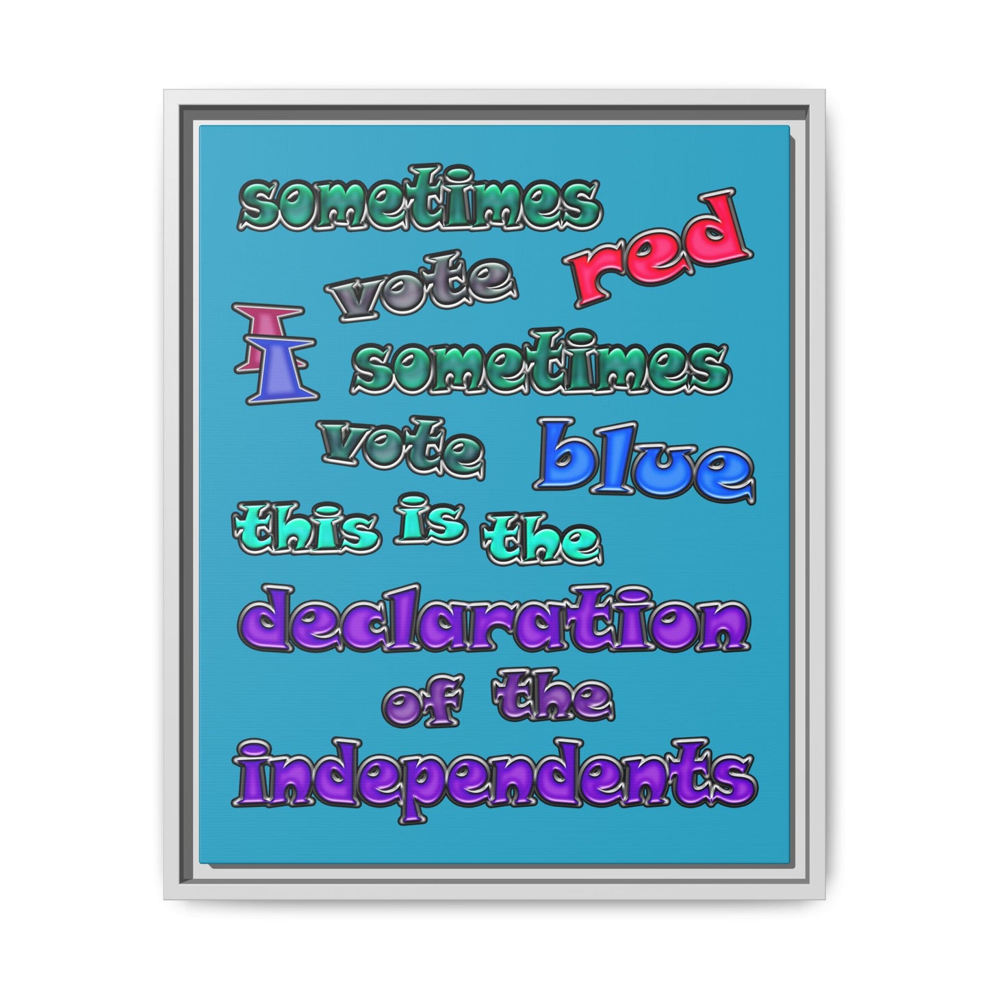 declaration of the independents - framed canvas art (turquoise)
