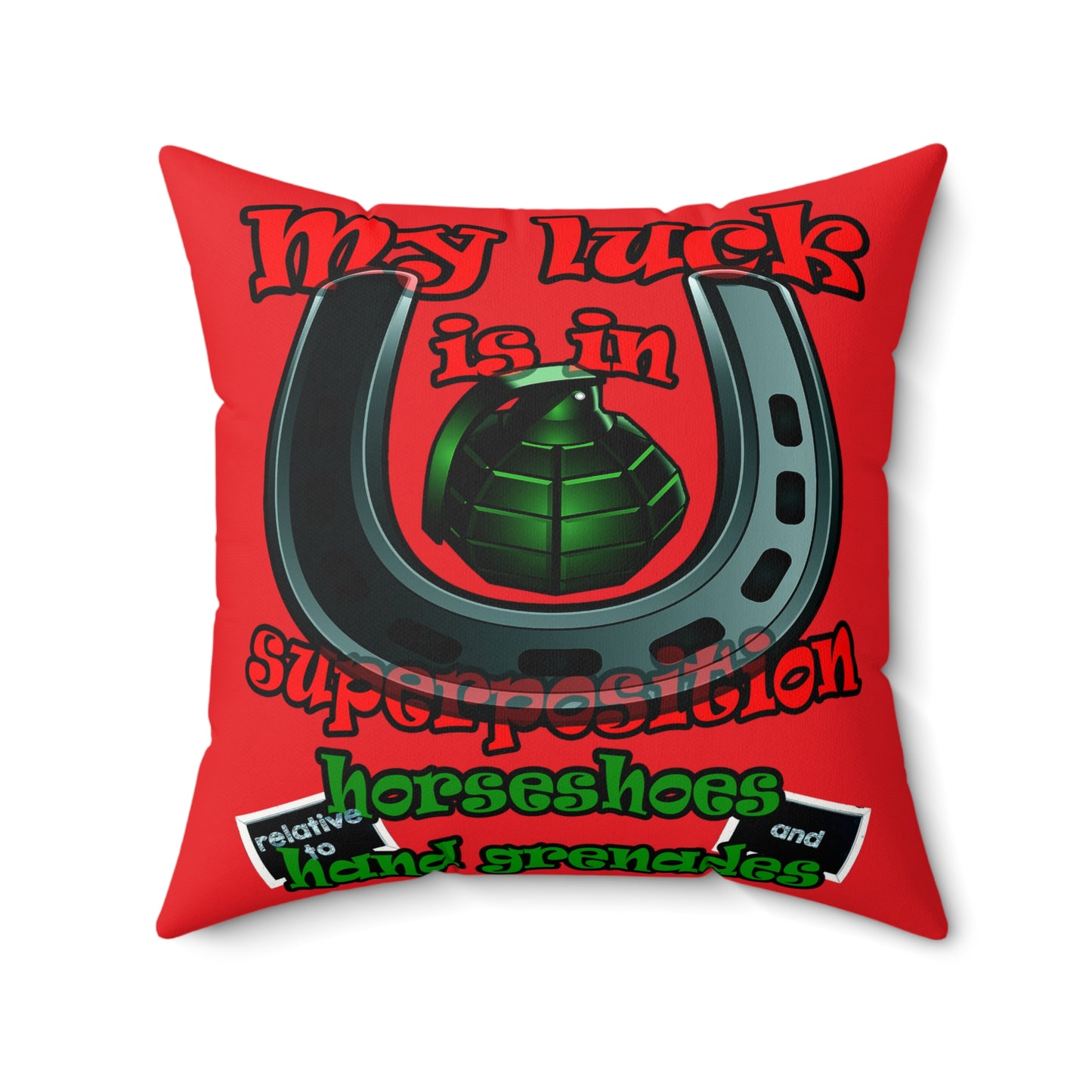my luck - Faux Suede Square Pillow - (red)