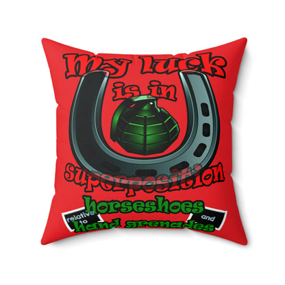 my luck - Faux Suede Square Pillow - (red)