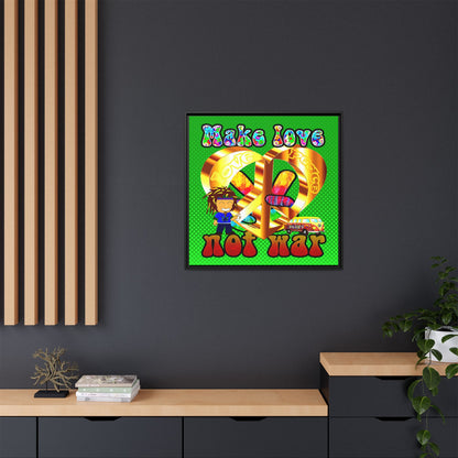 love peace - framed canvas art (logo green)