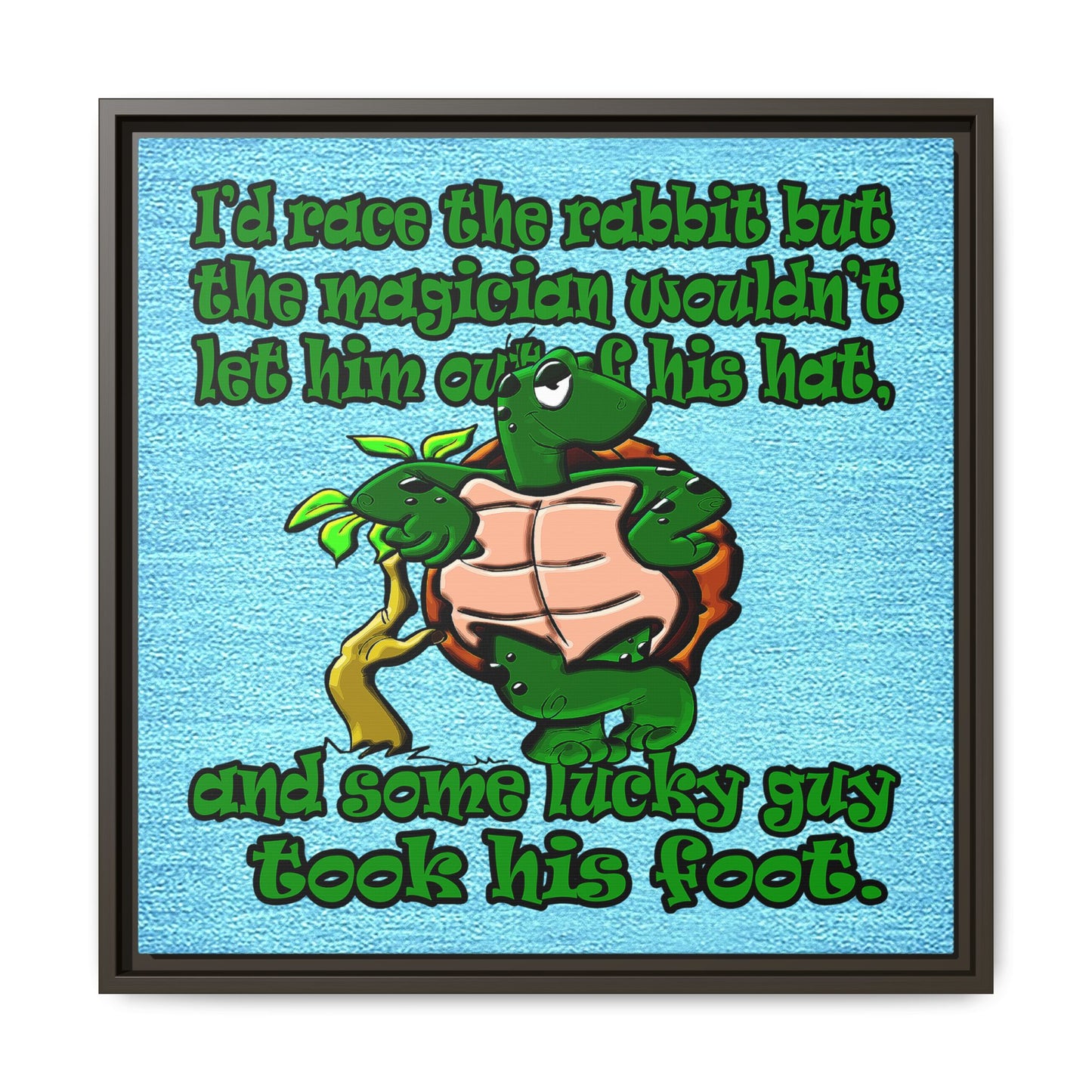 turtle race - framed canvas art (faded blue)