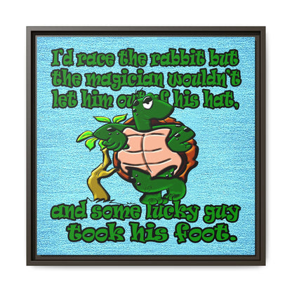 turtle race - framed canvas art (faded blue)