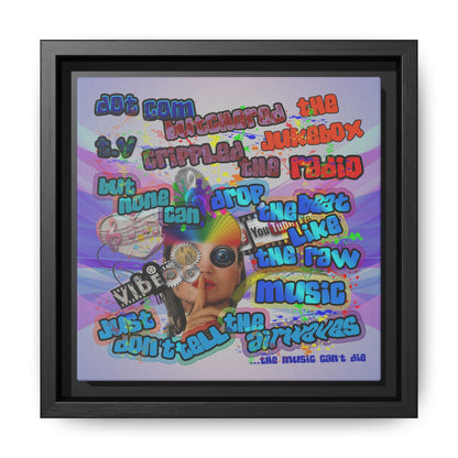 drop the beat - framed canvas art (light blue-pink wave)