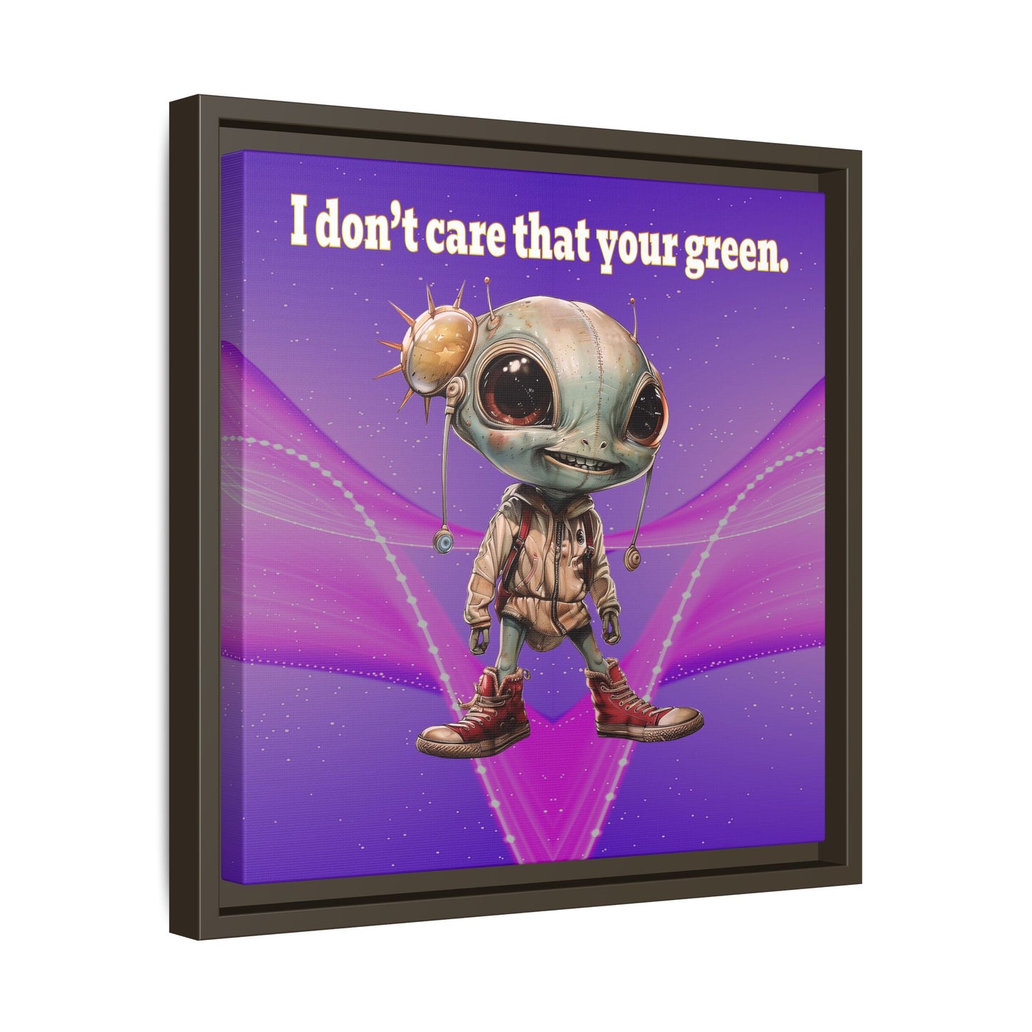 I don't care that your green - framed canvas art (purple-pink wave)