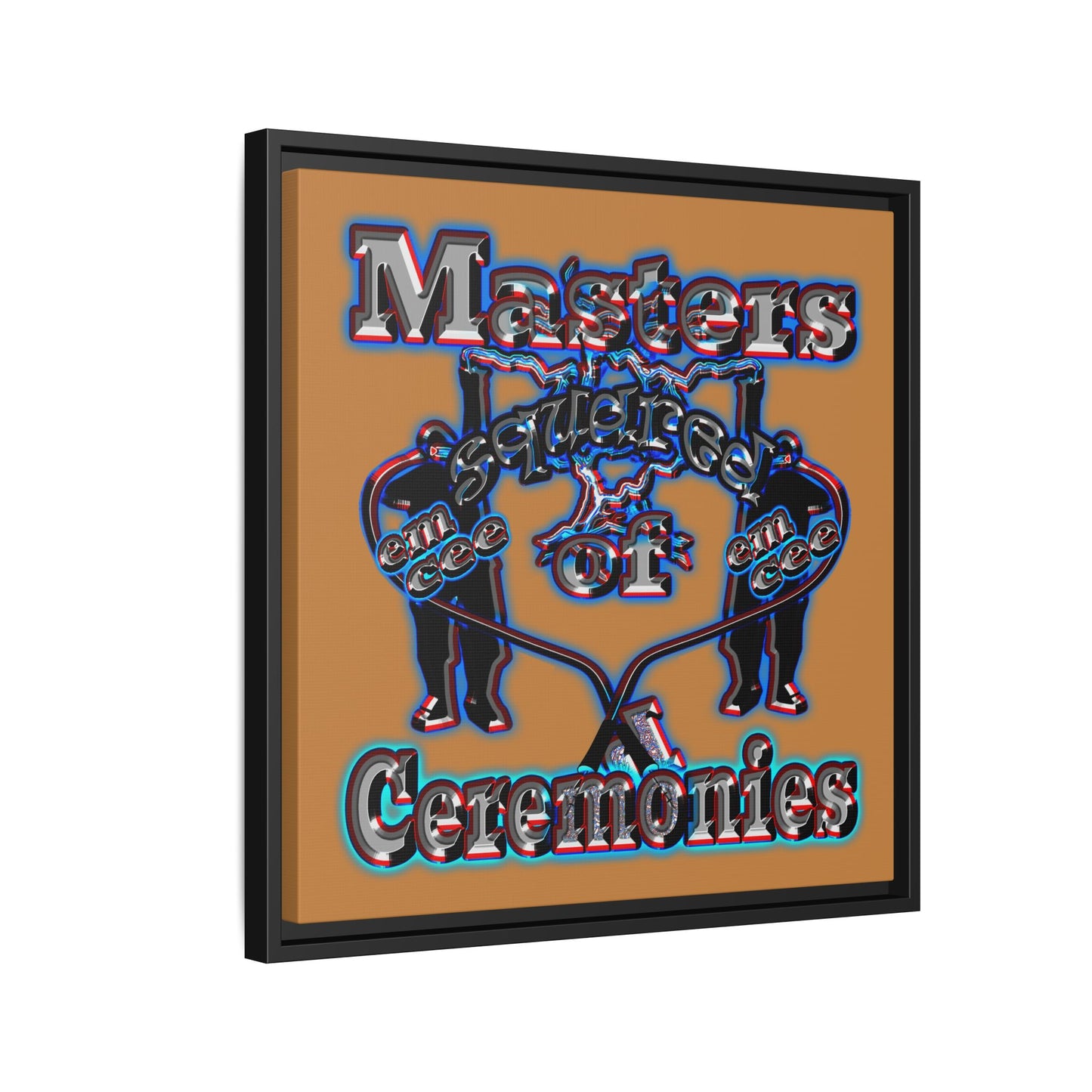 em cee squared - framed canvas art (light brown)