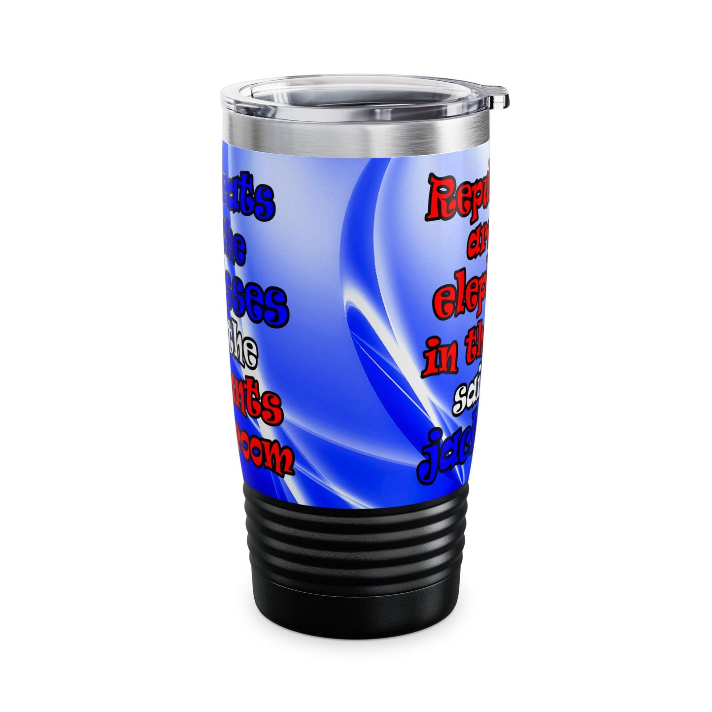 donkeys and elephants - Ringneck Tumbler, 20oz (blue-white wave)
