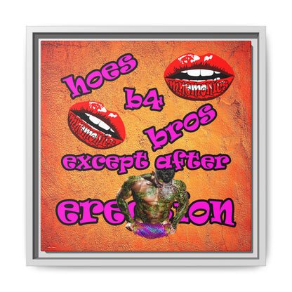 hoes b4 bros - framed canvas art (burnt orange)