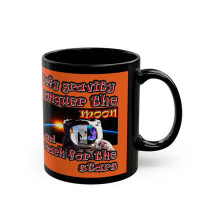 defy conquer reach - Black Mug (orange)