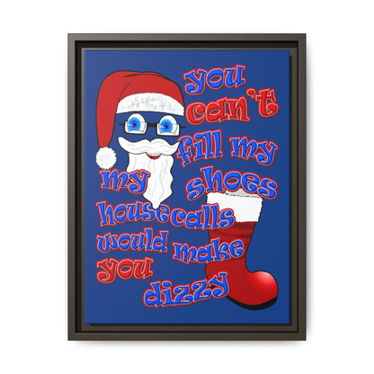 santa's shoes - framed canvas art (dark blue)