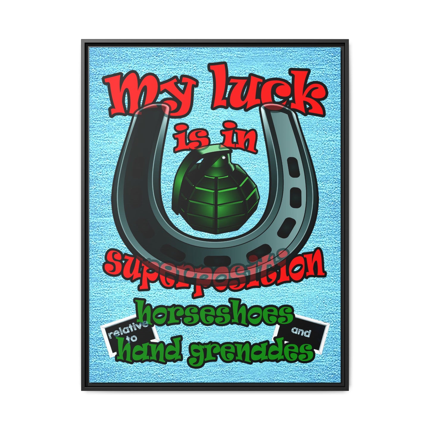 my luck - framed canvas art (faded blue)