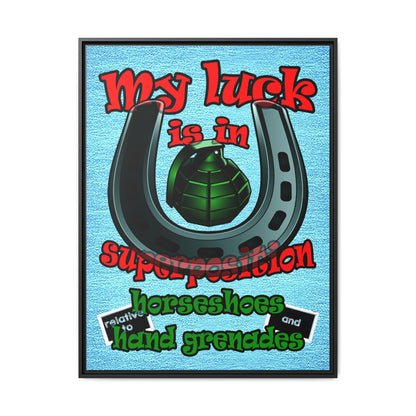 my luck - framed canvas art (faded blue)