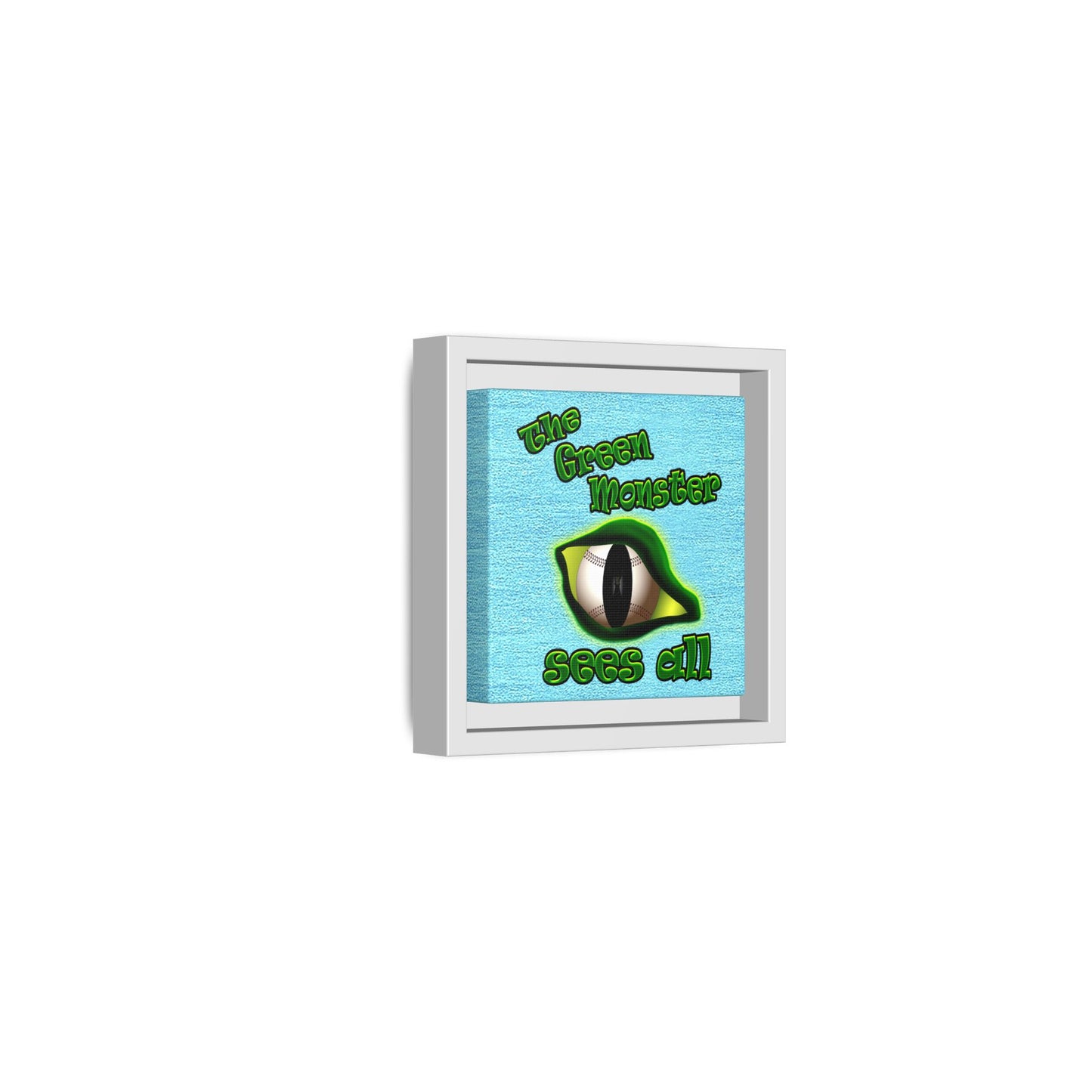 green monster - framed canvas art (faded blue)