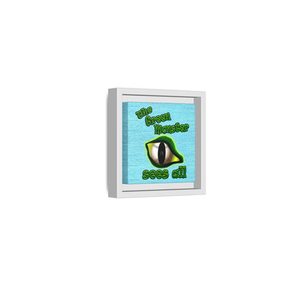 green monster - framed canvas art (faded blue)