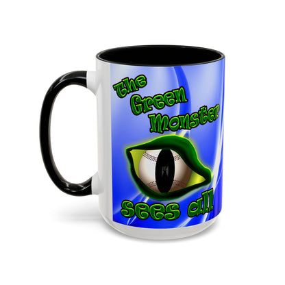 green monster - Accent Mug (blue-white wave)