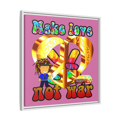 love peace - framed canvas art (light pink)