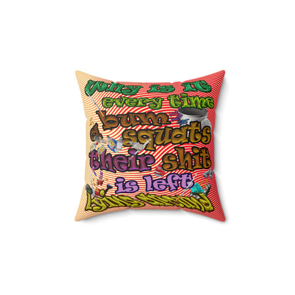 the bum's shit - Spun Polyester Square Pillow - (yellow-orange wave)