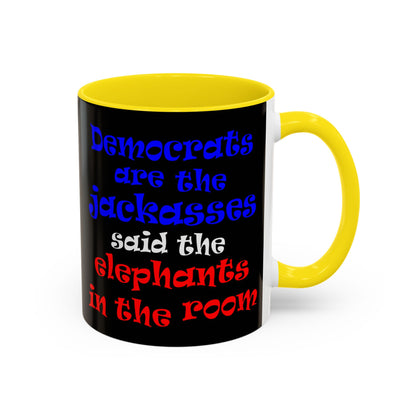 donkeys and elephants - Accent Mug (black)