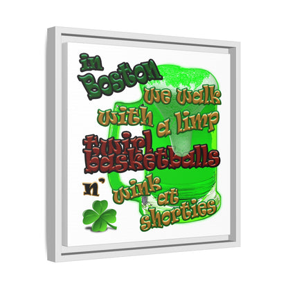 celtics logo - framed canvas art (white)