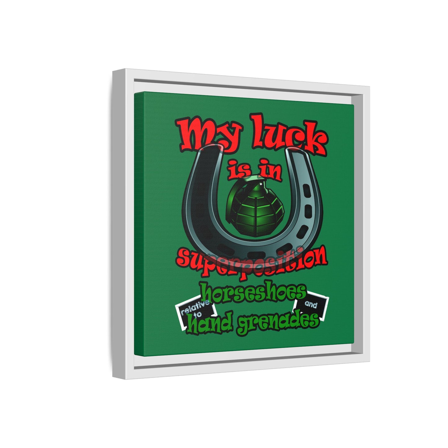 my luck - framed canvas art (dark green)
