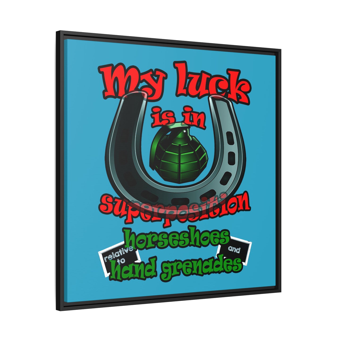 my luck - framed canvas art (turquoise)