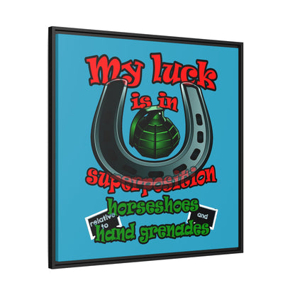 my luck - framed canvas art (turquoise)