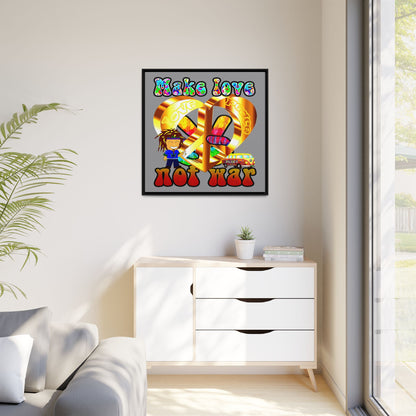 love peace - framed canvas art (grey)