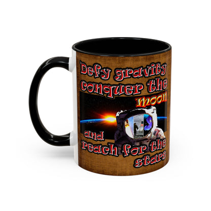 defy conquer reach - Accent Mug (brown papyrus)