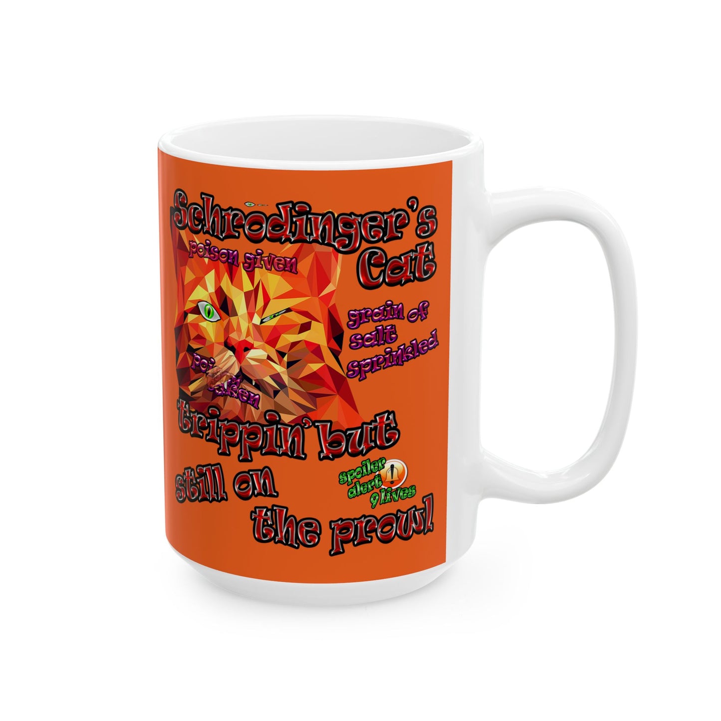 schrodinger's cat - White Mug (orange)
