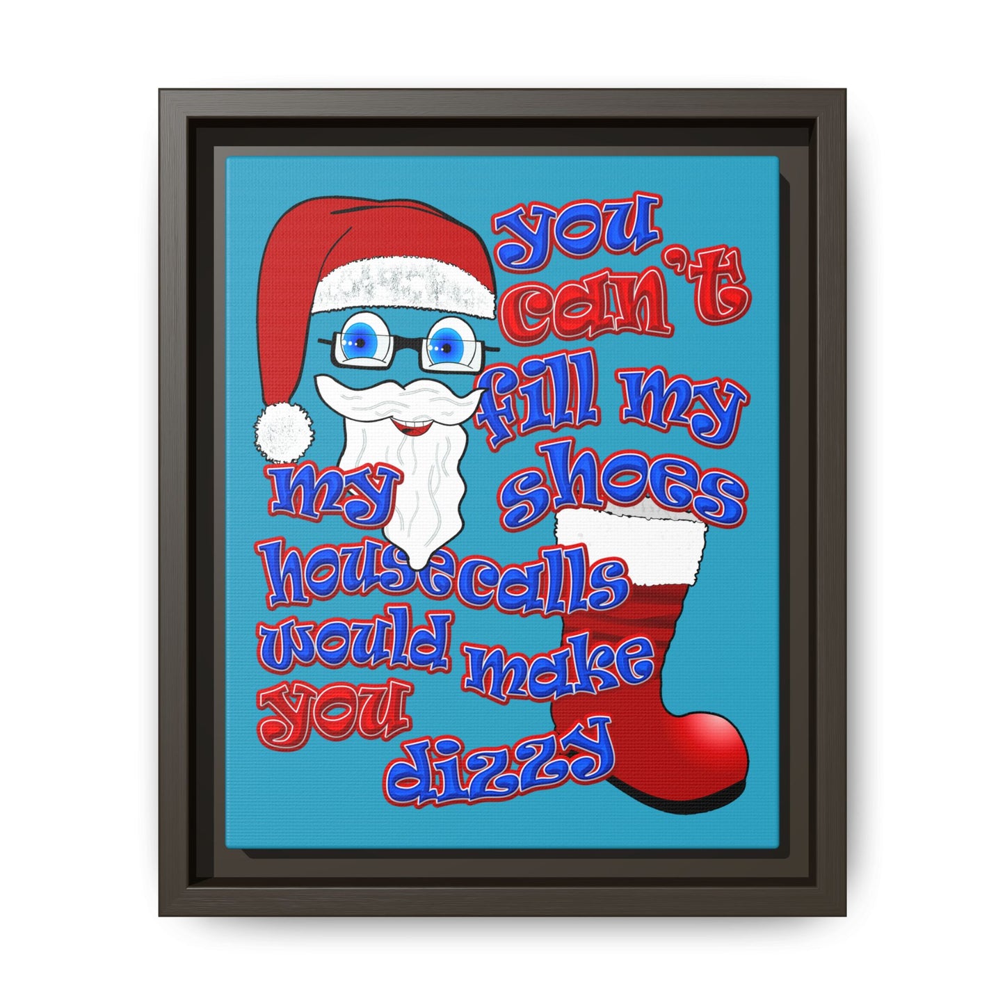 santa's shoes - framed canvas art (turquoise)