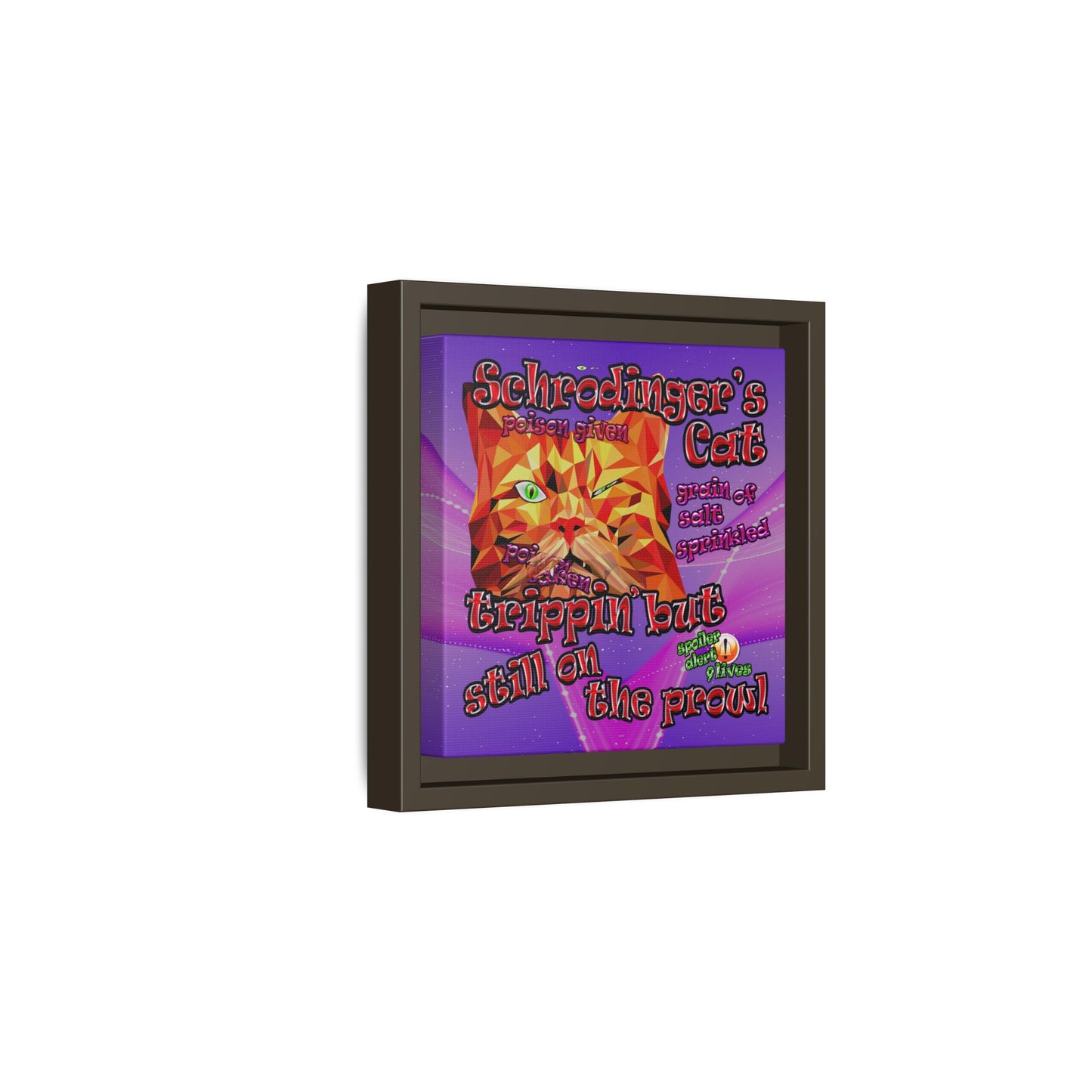 schrodinger's cat - framed canvas art (purple-pink wave)