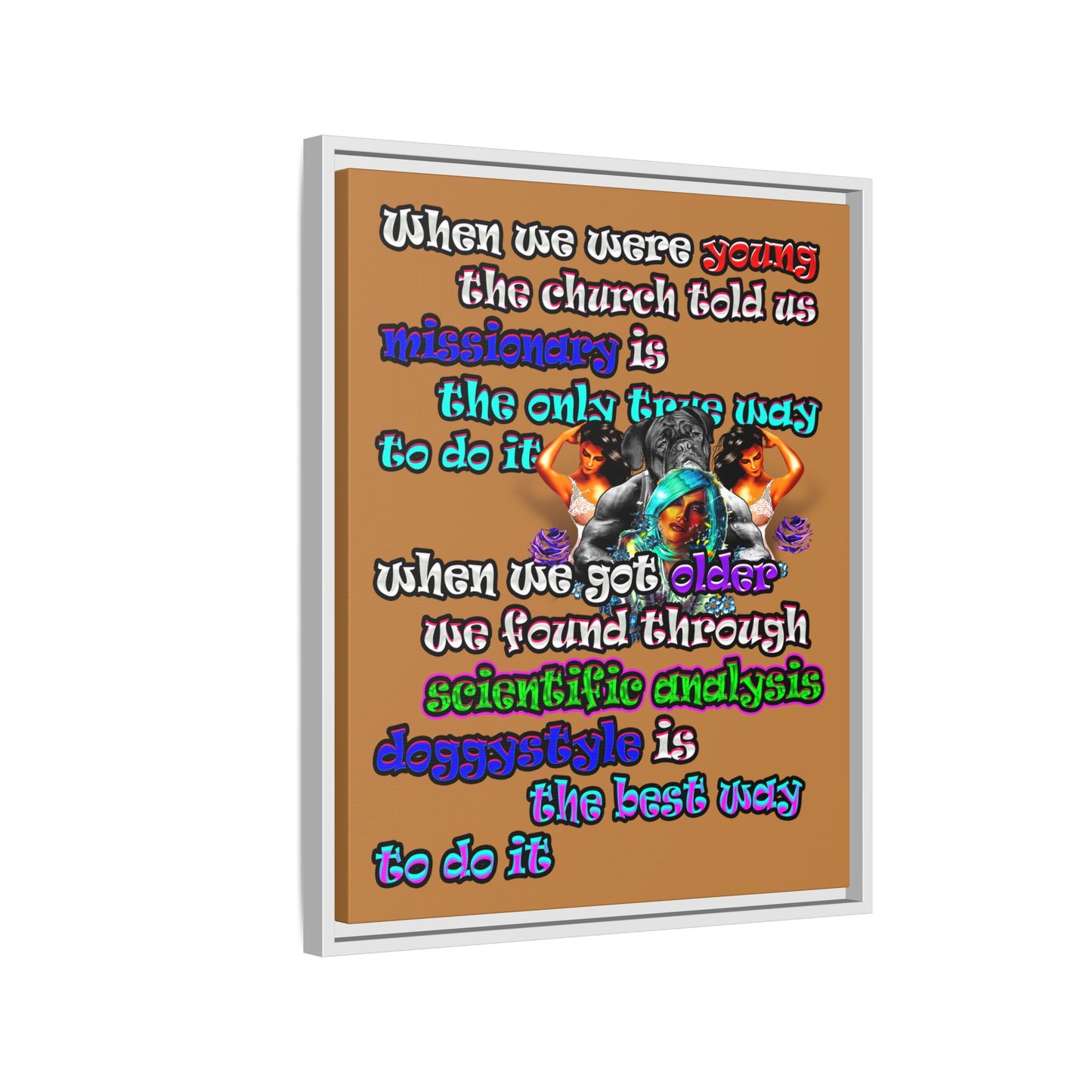 doggystyle - framed canvas art (light brown)