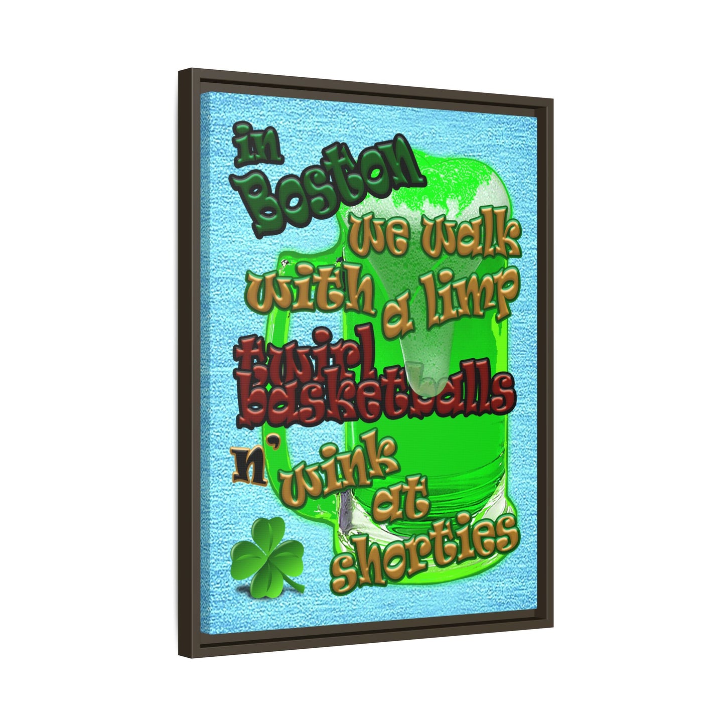 celtics logo - framed canvas art (faded blue)