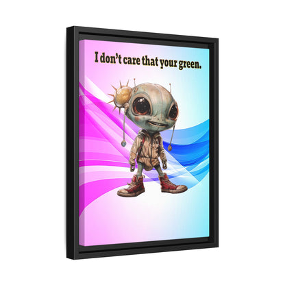 I don't care that your green - framed canvas art (light blue-pink wave)
