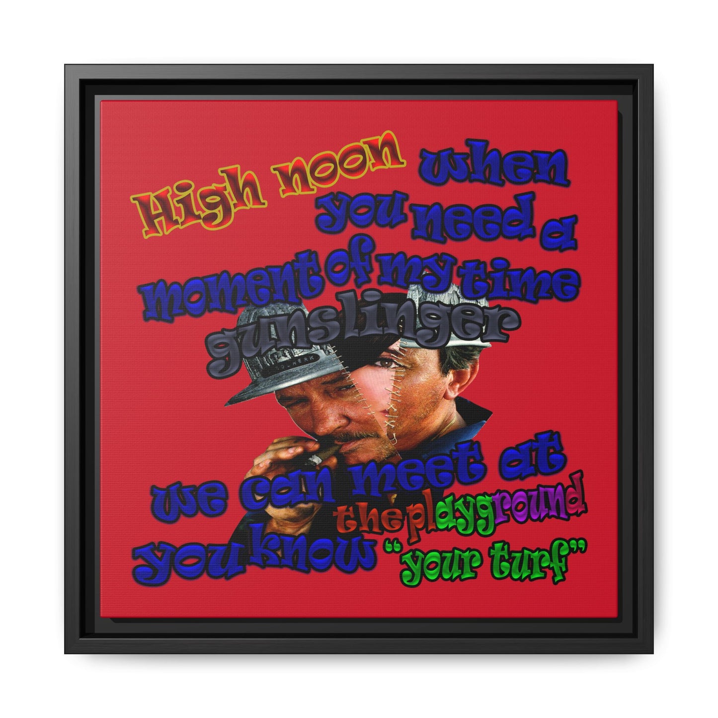 high noon - framed canvas art (dark red)