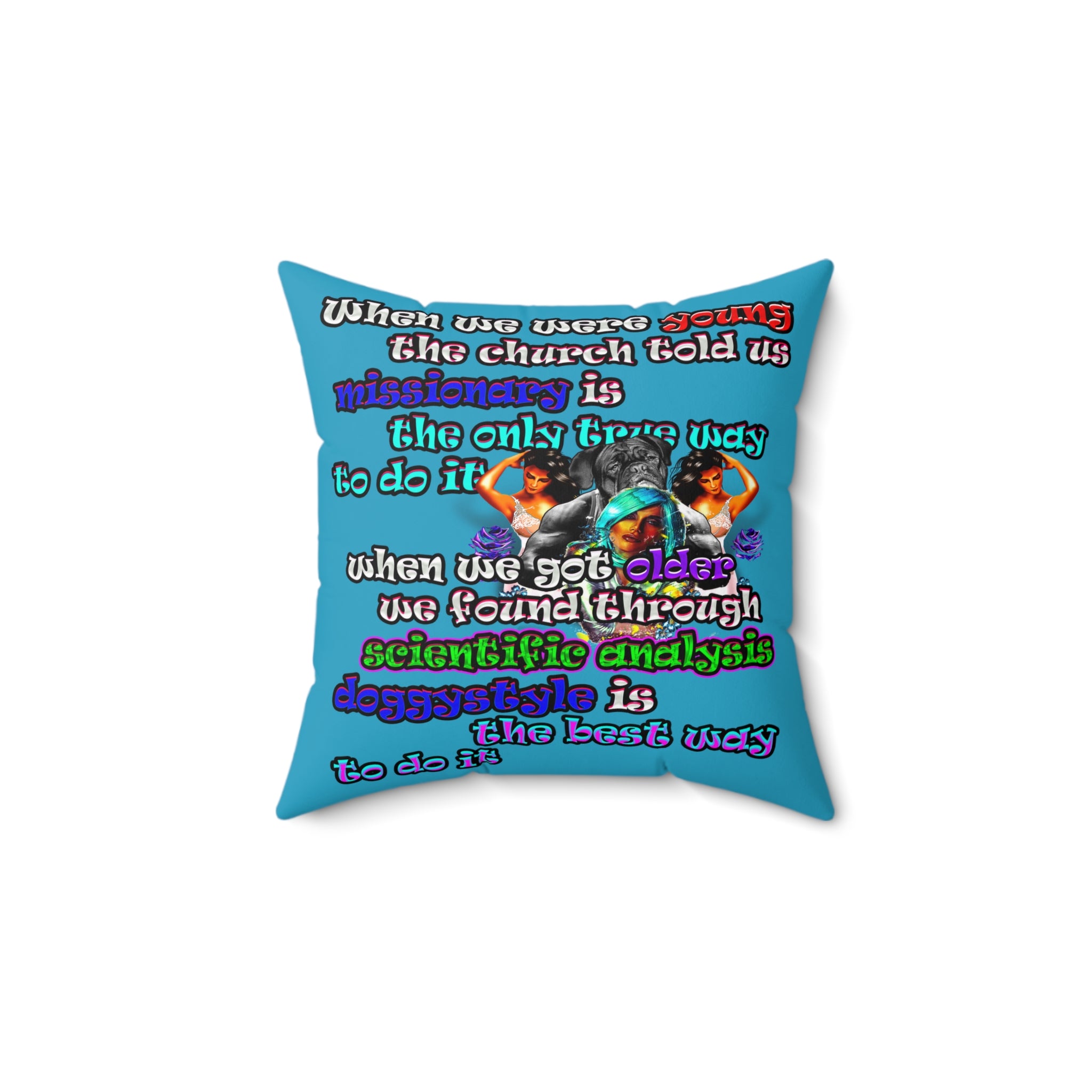 doggystyle - Spun Polyester Square Pillow - (turquoise)