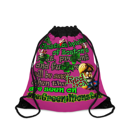 christmas spirits of boston - Drawstring Bag (pink)