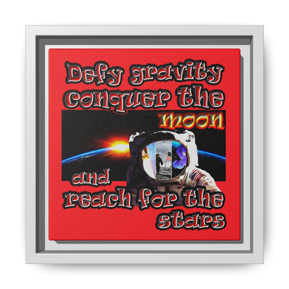 defy conquer reach - framed canvas art (red)