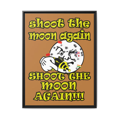 shoot the moon again - framed canvas art (light brown)
