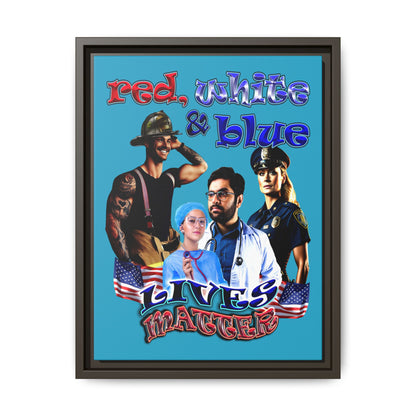 rw&b lives matter - framed canvas art (turquoise)