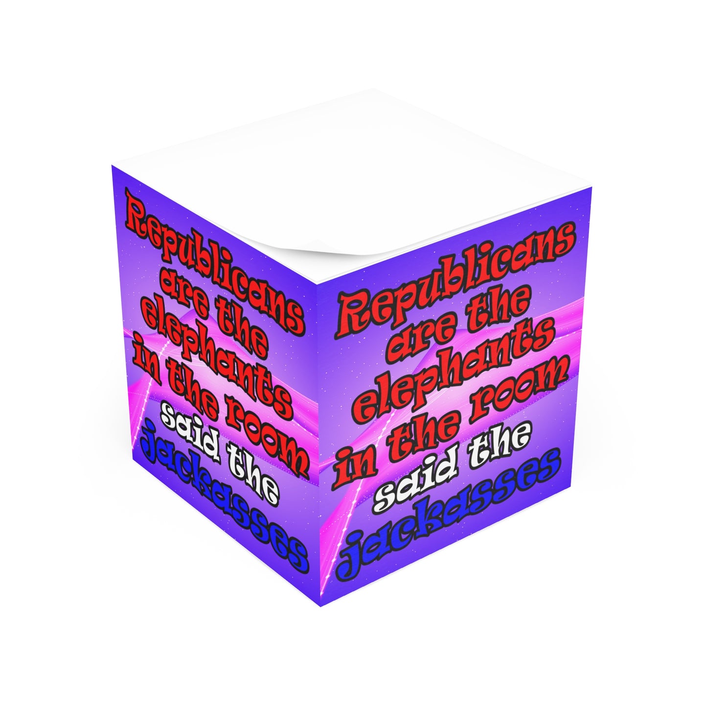 donkeys and elephants - note cube (purple-pink wave)