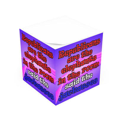 donkeys and elephants - note cube (purple-pink wave)