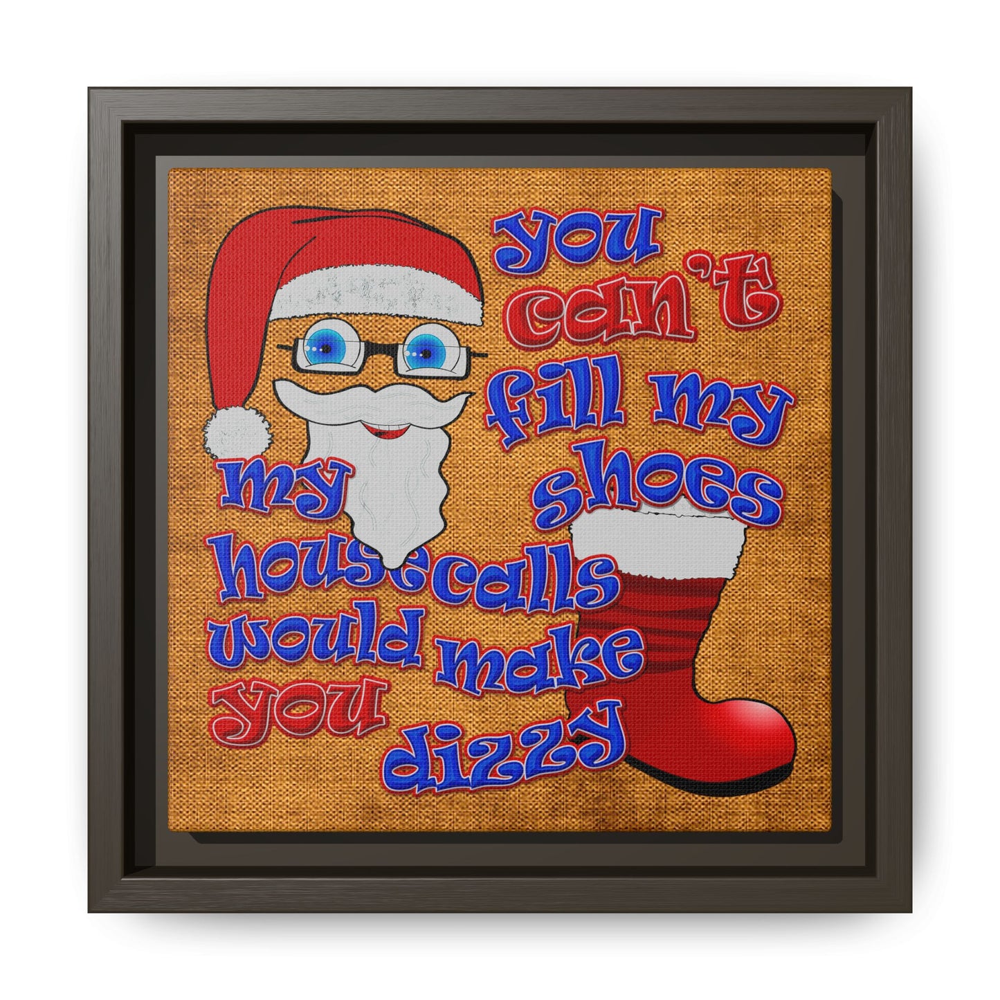 santa's shoes - framed canvas art (brown papyrus)
