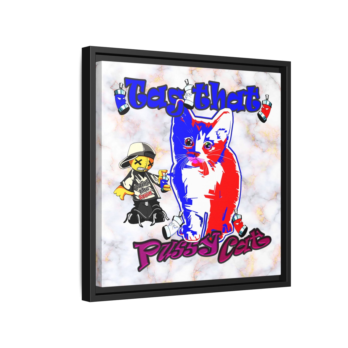 tag that - framed canvas art (white marble)
