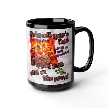 schrodinger's cat - Black Mug (white marble)