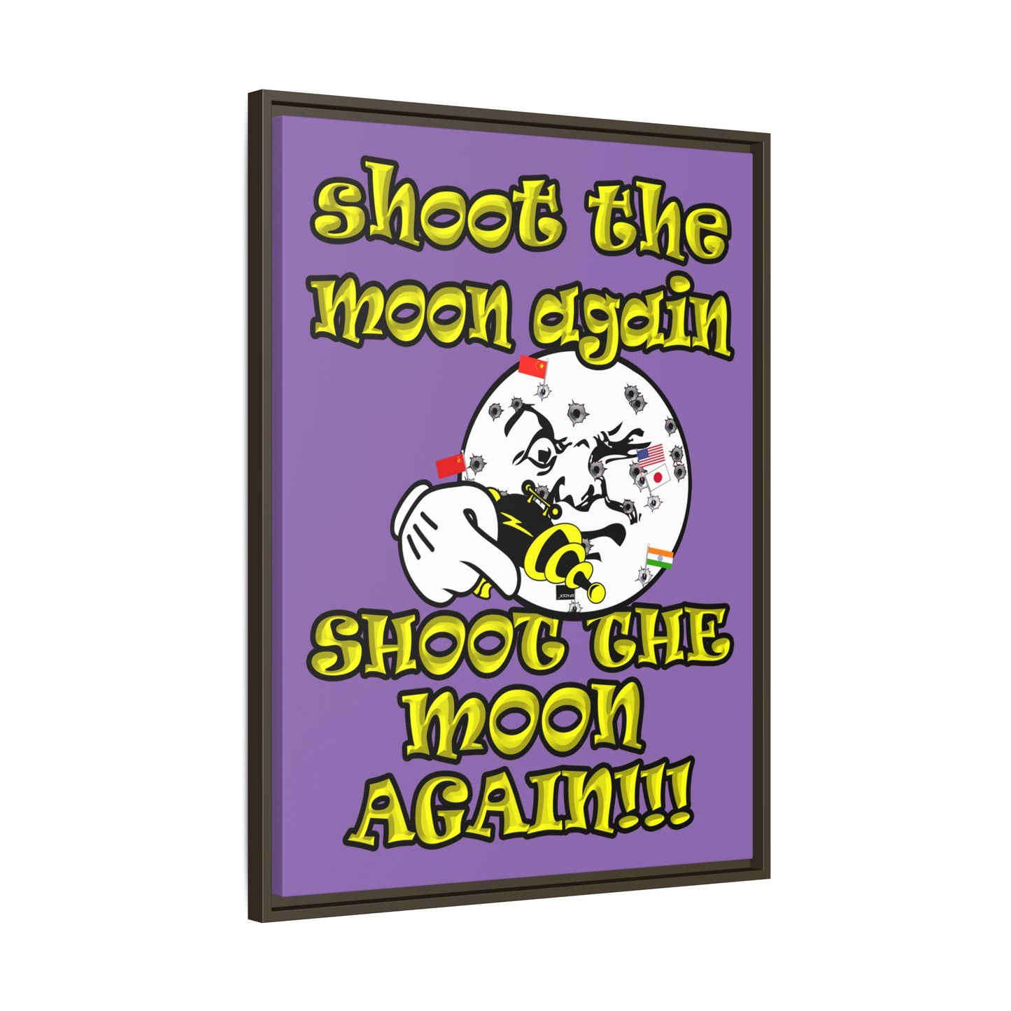 shoot the moon again - framed canvas art (light purple)