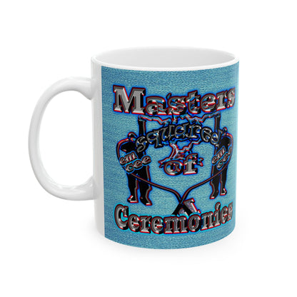 em cee squared - White Mug (faded dark blue)
