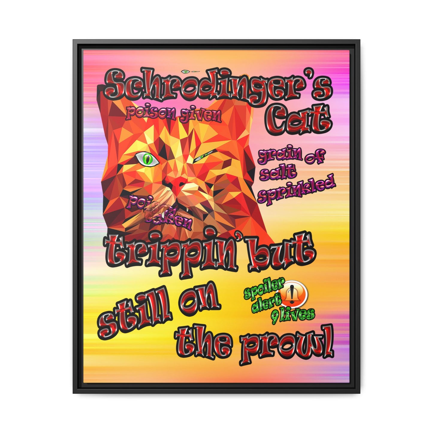 schrodinger's cat - framed canvas art (color blur)